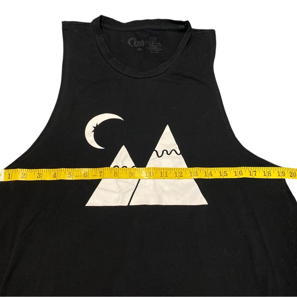 Zyia Active Mountain Moon Logo Muscle Tee Black Tank Top Size XXL Workout Gym - Picture 6 of 10